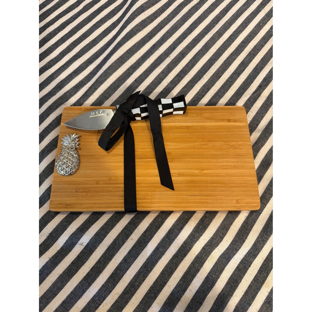 Mainstreet Collection Bamboo Cheese Board Set Pineapple Accent Spreader